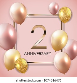 Template 2 Years Anniversary Background with Balloons  Illustration 