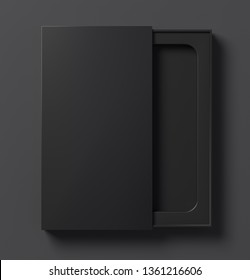 Template Of A Black Phone Box Half Open On A Dark Background  - 3D Illustration