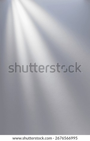 Template of a blurred beam of light rays on a white, blank wall background. Sunlight with a shadow overlay effect. Interior backdrop mockup. 3d render