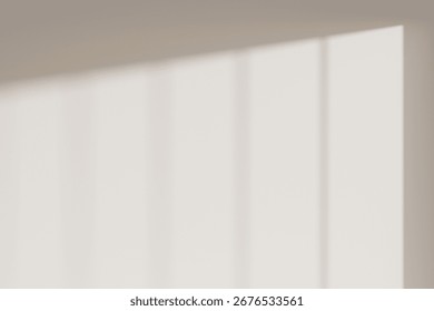 Template of blurred window shadows on a blank white wall. Sunlight with a shadow overlay effect. Interior backdrop mockup. 3d render