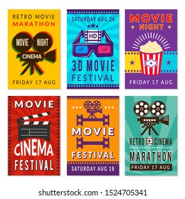 Template of cinema cards. designs of various cinema cards