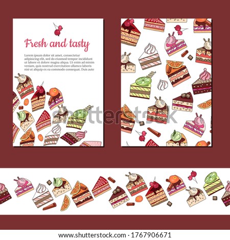 Template with different  fruit cake slices.   For your design