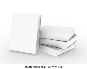 template empty book mockup set white background , 3d rendering	

