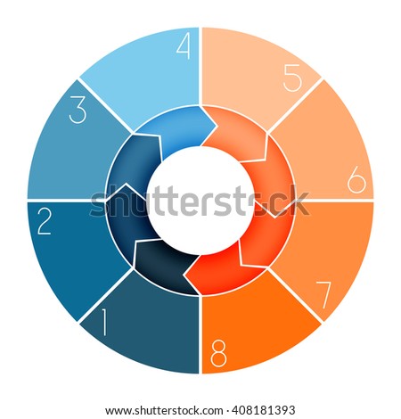  Template Infographic ring chart text area numbered for eight position