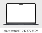 Template for mockup of gray laptop similar to macbook 