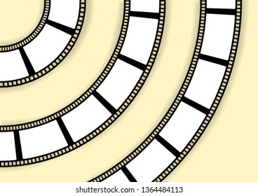 Template for photo twisted tape film. Collage background.