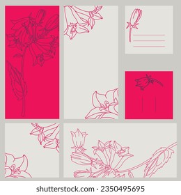 Template rustic wedding invitations. Save the date. Menu. Thank you. Your table. RSVP. Hand-drawn flowers. - Powered by Shutterstock