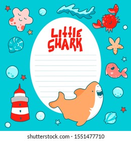 海の子どもの丸枠 かわいい海のイラスト 漫画のサメ おかしなキャラクター のイラスト素材 Shutterstock
