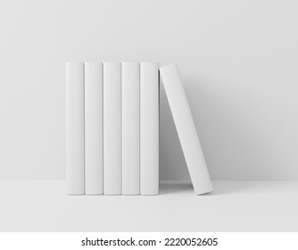 Template of stack blank book standing cover paperback textured paper , softcover square book on concrete background surface Perspective view, Mockup Magazine Cover, Brochure. 3d illustration.