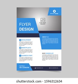 Template vector design for Brochure, Annual Report, Poster, Corporate Presentation, Portfolio, Flyer, info graphic, layout modern with blue color size A4, Front and back, Easy to use and edit - Powered by Shutterstock