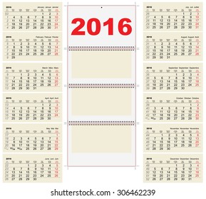 Template Wall Quarterly Calendar For 2016