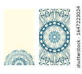 Templates For Greeting And Business Cards.  Illustration. Oriental Pattern With. Mandala. Wedding Invitation. Blue milk color.