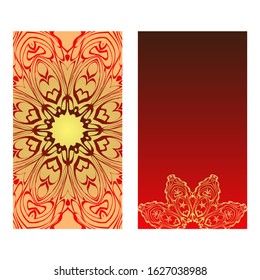 Templates For Greeting And Business Cards.  Illustration. Oriental Pattern With. Mandala. Wedding Invitation. Luxury red, sunrise gold color. - Powered by Shutterstock