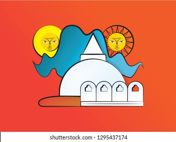 Temple Illustration for Vesak Sri Lanka