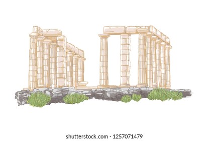 Temple Poseidon Greece near Athens Cape Sunion 