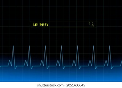 Temporal Lobe Epilepsy.Temporal Lobe Epilepsy Inscription In Search Bar. Illustration With Titled Temporal Lobe Epilepsy . Heartbeat Line As A Symbol Of Human Disease.