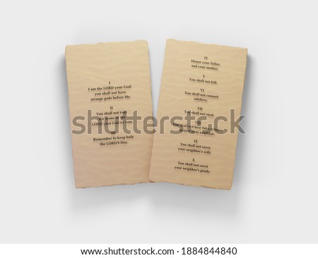 The Ten Commandments according to the Catholic Catechism, 3d rendering religious illustration