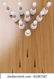 Ten Pin Bowling On White Background, Clipping Path Included.