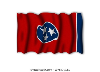 Tennessee 3D render wavy flag of the United States to study