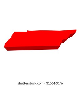 Tennessee TN Red USA 3d State Map