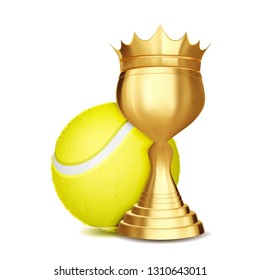 Tennis Award. Tennis Ball, Golden Cup. For Sport Promotion. Tournament, Championship Flyer Design. Club, Academy. Invitation Element Illustration - Powered by Shutterstock