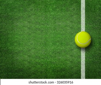 Tennis Balls On Tennis Grass Court