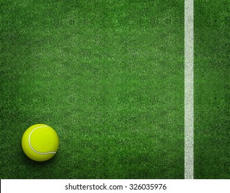 Tennis Balls On Tennis Grass Court