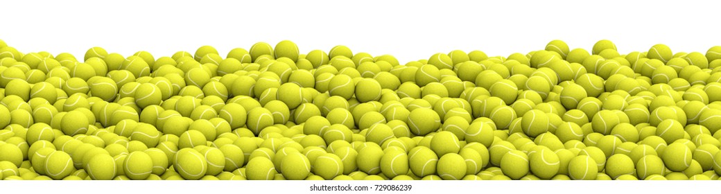 Tennis balls pile panorama / 3D illustration of panoramic view of hundreds of tennis balls - Powered by Shutterstock