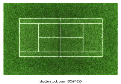 Tennis Court. Grass. 3d Illustration.