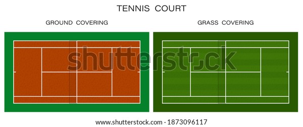 tennis court top\
view. Grass and ground covering. Outdoor tennis court. Sports\
ground for active\
recreation.