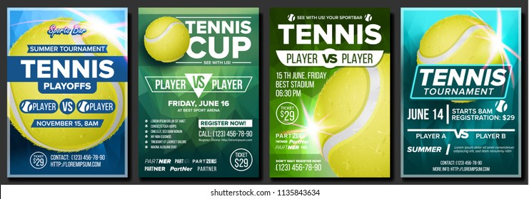 Tennis Poster. Design For Sport Bar Promotion. Tennis Ball. A4 Size. Modern Flyer Announcement. Championship Tournament. Game Template Illustration - Powered by Shutterstock