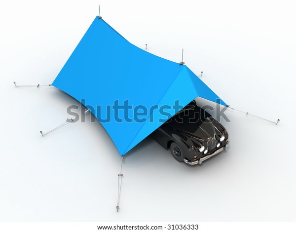 Tent for car.\
Isolated on white\
background