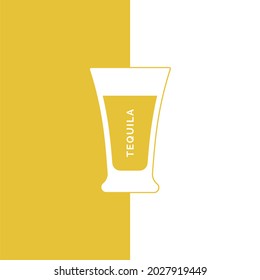 Tequila glass in minimalist linear style with text. Contour of the glassware on right side in form of fine line. Drink is depicted in form of shape with colored fill. Isolated image on white backdrop
 - Powered by Shutterstock