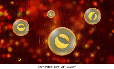 Terra Luna Crypto Currency. Luna On Abstract Background. Luna In Bubble