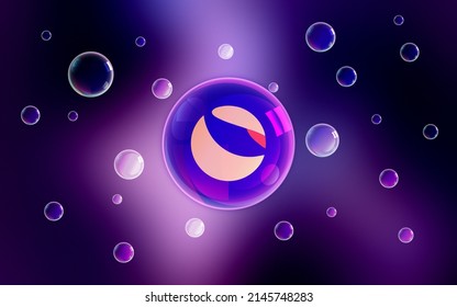 Terra Luna Crypto Currency. Luna On Abstract Background. Luna In Bubble