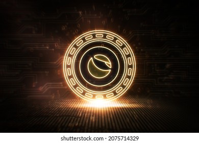 Terra Luna - LUNA - Cryptocurrency Digital Neon Coin