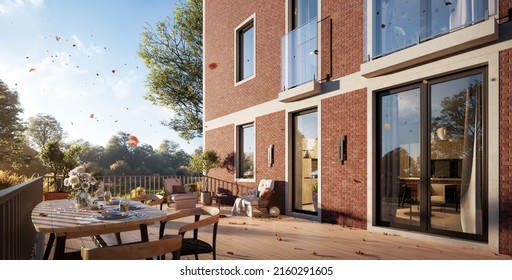 Terrace Of Residential Complex 3d Rendering