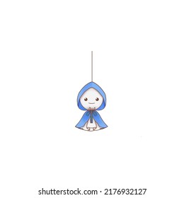 Teru Teru Bozu Wearing Blue Raincoat Cartoon​ Pattern​