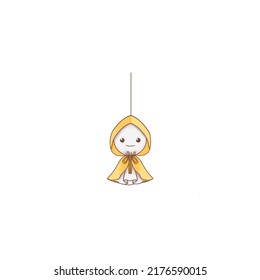 Teru Teru Bozu Wearing Yellow​ Raincoat Cartoon​ Pattern​