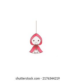 Teru Teru Bozu Wearing Red Raincoat Cartoon​ Pattern​