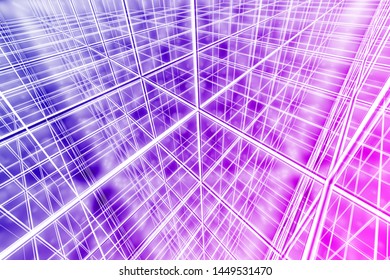 tesseract background abstract network cyber web multicolor 3D illustration