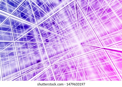 tesseract background abstract network cyber web multicolor 3D illustration