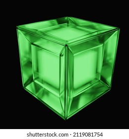 Tesseract hypercube four-dimensional (4D) cube 3D render