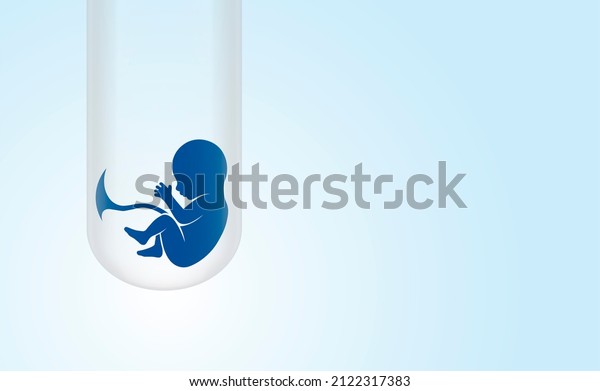 Test tube baby, IVF.\
Little newborn in a glass tube. Planning pregnancy by artificial\
insemination. The concept of in vitro fertilization. Medical\
background. copy space.\
