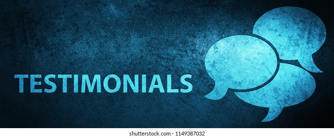 Testimonials (comments icon) isolated on special blue banner background abstract illustration