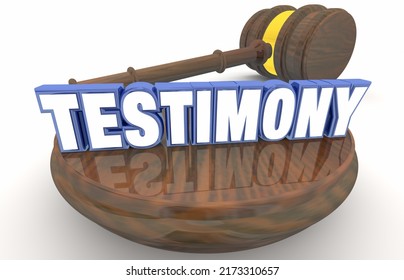 Testimony Judge Gavel Court Hearing Witness Statement Evidence 3d Illustration