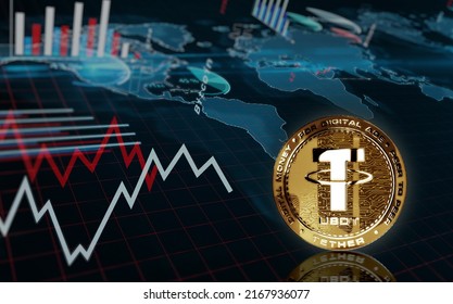 Tether Usdt Stablecoin Cryptocurrency Golden Coin Stock Illustration ...