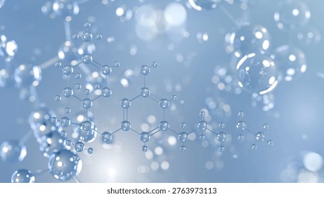 tetrahydrocannabinol molecular structure 3d, psychoactive cannabinoid structural chemical formula view from a microscope