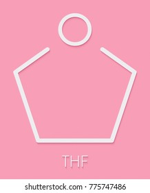 Tetrahydrofuran (THF, Oxolane) Solvent Molecule. Skeletal Formula.