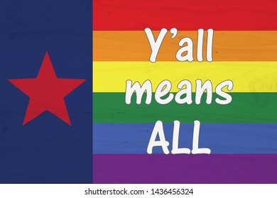 A Texas All Inclusive Pride Flag On With Wood Texture 3D Illustration